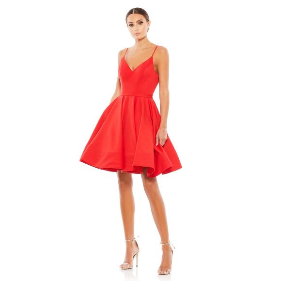 Ieena for Mac Duggal Red Low Back A-Line Party Dress - Picture 1 of 7